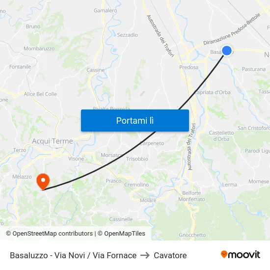 Basaluzzo - Via Novi / Via Fornace to Cavatore map