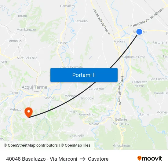 40048 Basaluzzo - Via Marconi to Cavatore map