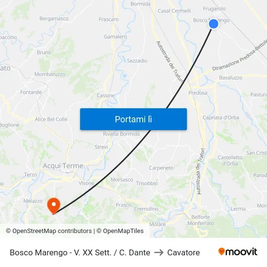 Bosco Marengo - V. XX Sett. / C. Dante to Cavatore map