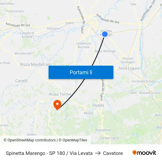 Spinetta Marengo - SP 180 / Via Levata to Cavatore map