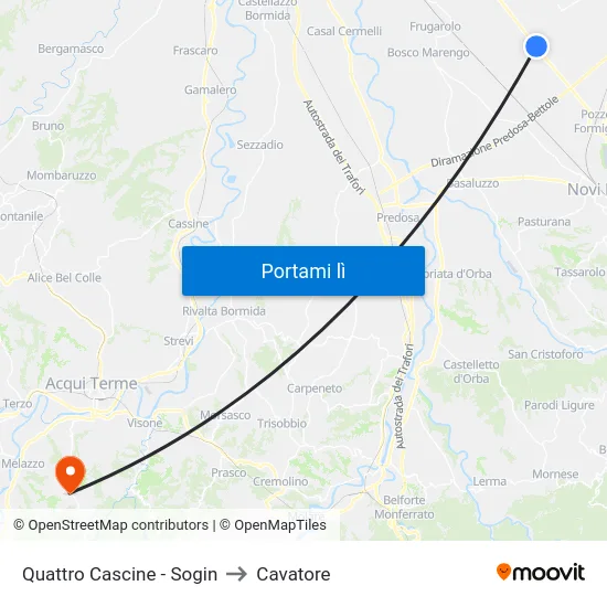 Quattro Cascine - Sogin to Cavatore map