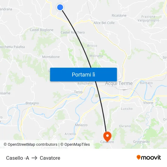 Casello -A to Cavatore map