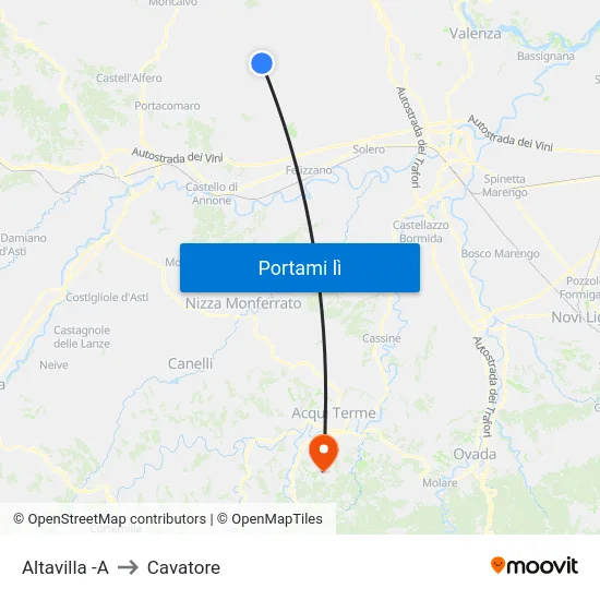 Altavilla -A to Cavatore map
