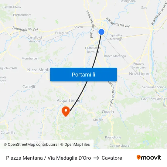 Piazza Mentana / Via Medaglie D'Oro to Cavatore map