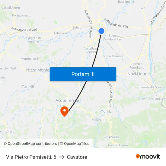Via Pietro Parnisetti, 6 to Cavatore map