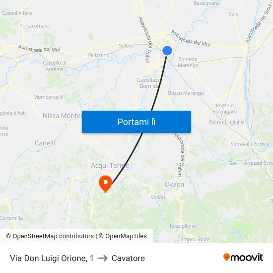 Don Orione - Sauro to Cavatore map