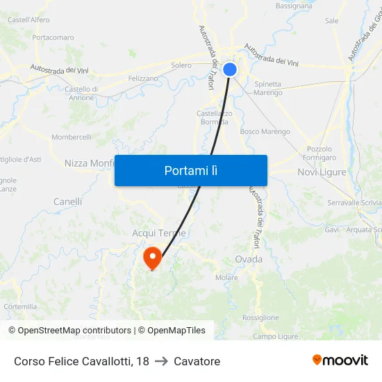 Corso Felice Cavallotti, 18 to Cavatore map