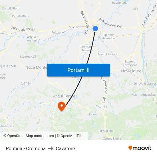 Pontida - Cremona to Cavatore map