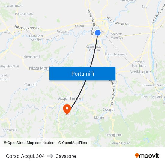 Corso Acqui, 304 to Cavatore map