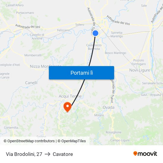 Via Brodolini, 27 to Cavatore map