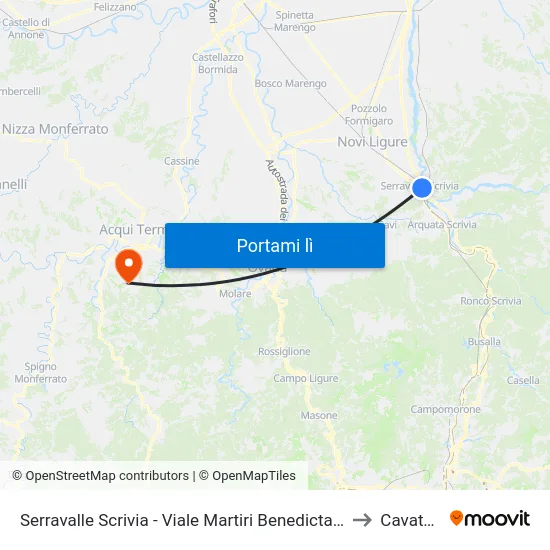 Serravalle Scrivia - Viale Martiri Benedicta Ss35 to Cavatore map