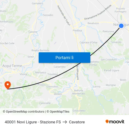 40001 Novi Ligure - Stazione FS to Cavatore map
