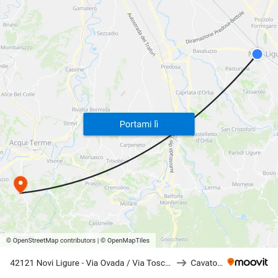42121 Novi Ligure - Via Ovada / Via Toscana to Cavatore map