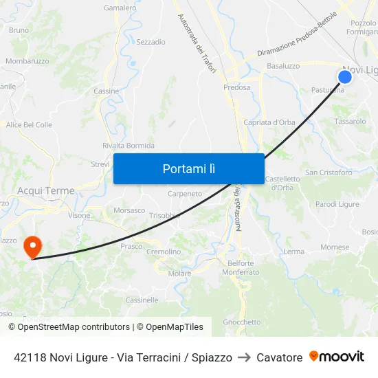 42118 Novi Ligure - Via Terracini / Spiazzo to Cavatore map