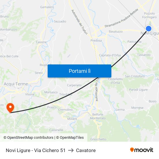 Novi Ligure - Via Cichero 51 to Cavatore map