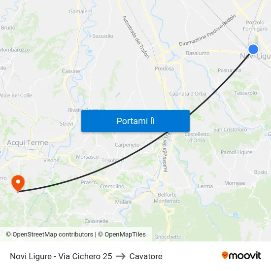 Novi Ligure - Via Cichero 25 to Cavatore map