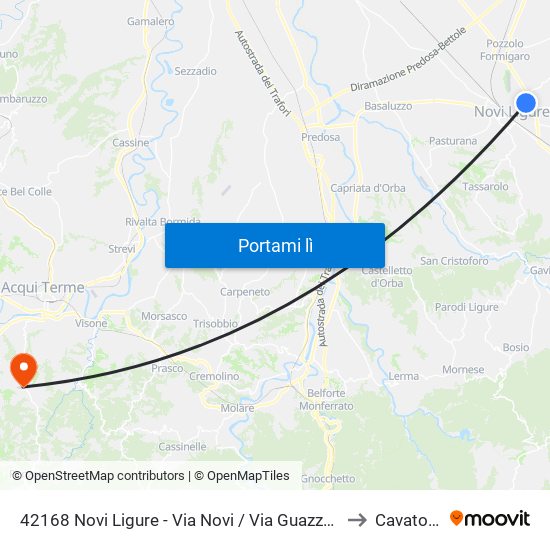 42168 Novi Ligure - Via Novi / Via Guazzolo to Cavatore map