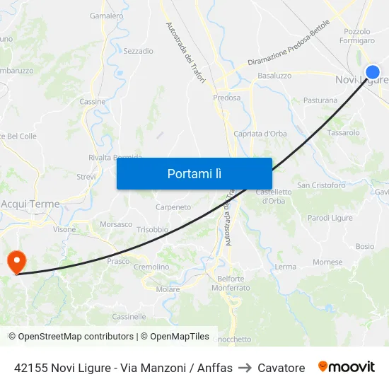 42155 Novi Ligure - Via Manzoni / Anffas to Cavatore map