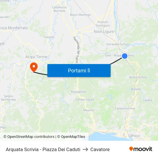 Arquata Scrivia - Piazza Dei Caduti to Cavatore map