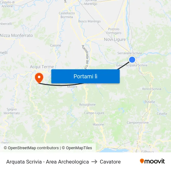 Arquata Scrivia - Area Archeologica to Cavatore map