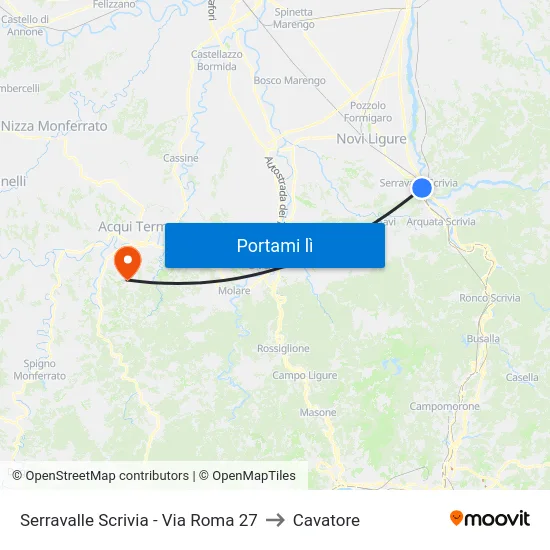 Serravalle Scrivia - Via Roma 27 to Cavatore map