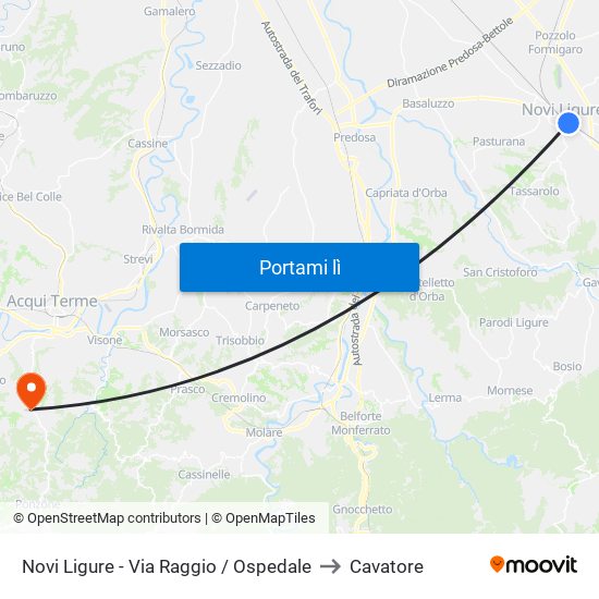 Novi Ligure - Via Raggio / Ospedale to Cavatore map