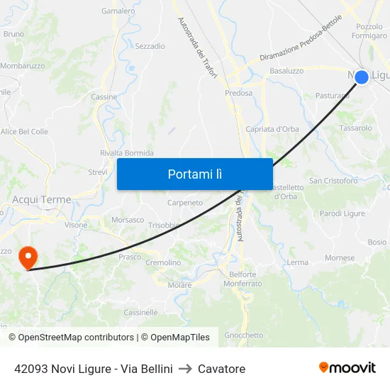 42093 Novi Ligure - Via Bellini to Cavatore map