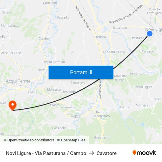 Novi Ligure - Via Pasturana / Campo to Cavatore map