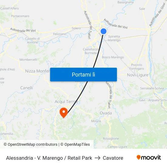 Alessandria - V. Marengo / Retail Park to Cavatore map