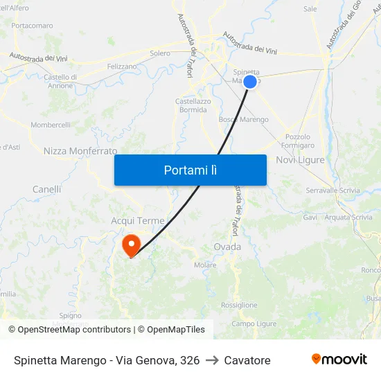 Spinetta Marengo - Via Genova, 326 to Cavatore map