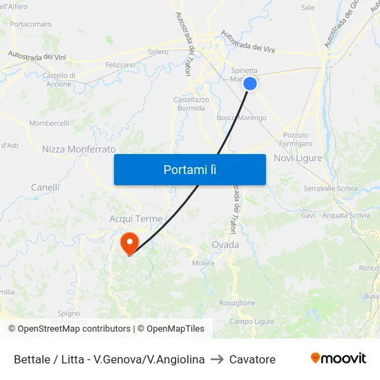 Bettale / Litta - Genova/Angiolina to Cavatore map