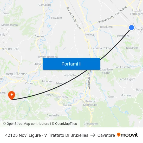42125 Novi Ligure - V. Trattato Di Bruxelles to Cavatore map