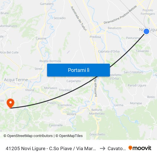 41205 Novi Ligure - C.So Piave / Via Marconi to Cavatore map