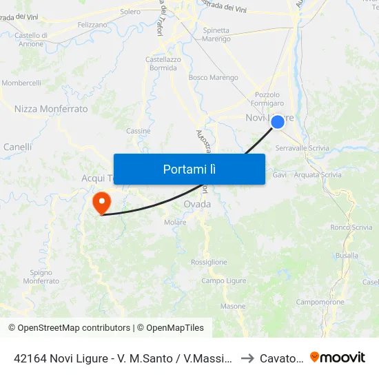 42164 Novi Ligure - V. M.Santo / V.Massiglia to Cavatore map