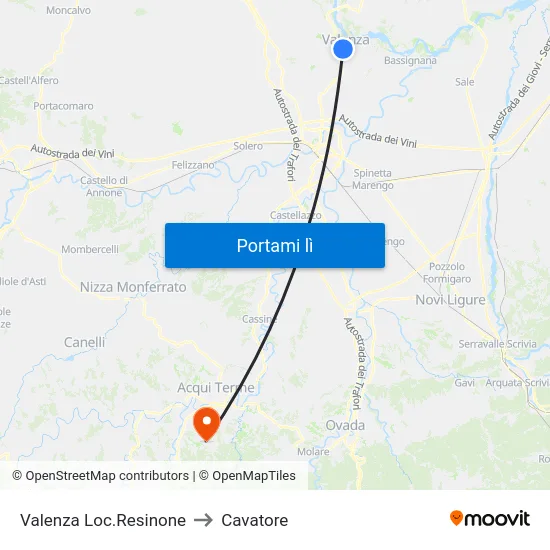 Valenza Loc.Resinone to Cavatore map