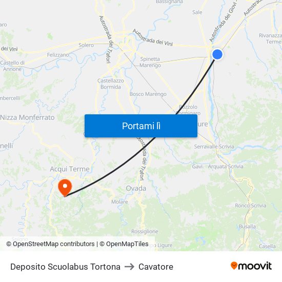 Deposito Scuolabus Tortona to Cavatore map