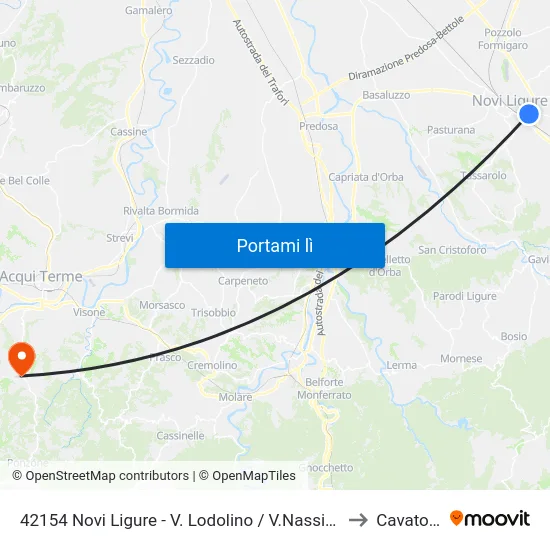 42154 Novi Ligure - V. Lodolino / V.Nassirya to Cavatore map