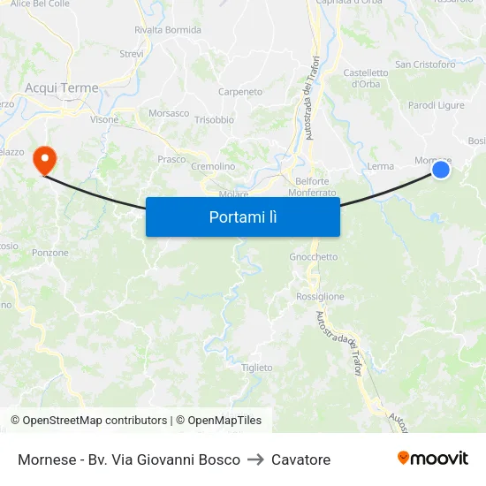Mornese - Bv. Via Giovanni Bosco to Cavatore map