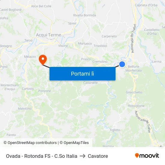Ovada - Rotonda FS - C.So Italia to Cavatore map
