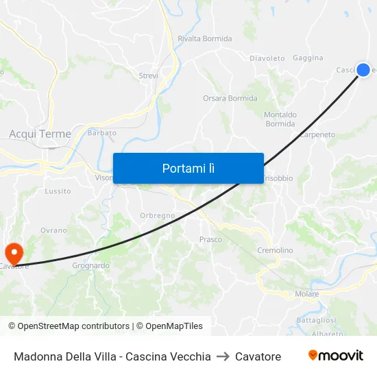 Madonna Della Villa - Cascina Vecchia to Cavatore map