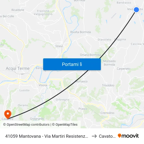 41059 Mantovana - Via Martiri Resistenza 42 to Cavatore map