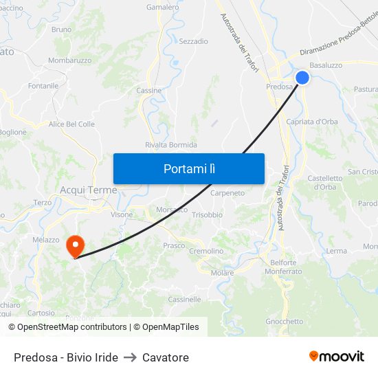 Predosa - Bivio Iride to Cavatore map