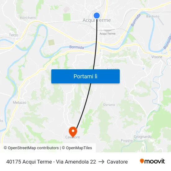 40175 Acqui Terme - Via Amendola 22 to Cavatore map