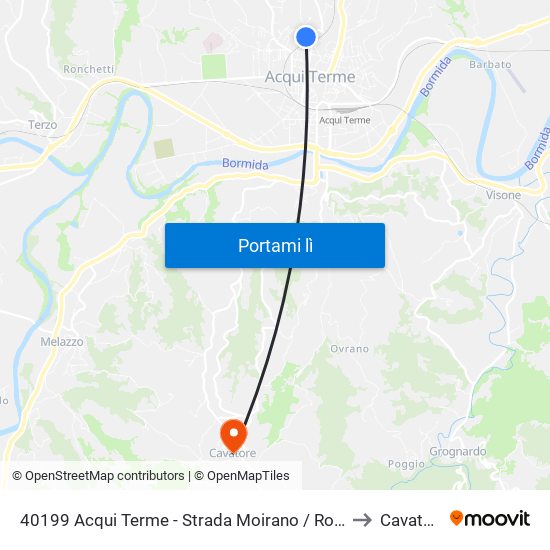 40199 Acqui Terme - Strada Moirano / Rotonda to Cavatore map