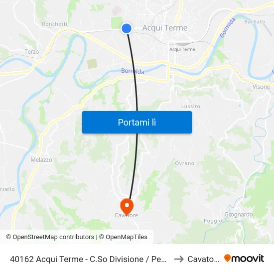 40162 Acqui Terme - C.So Divisione / Penny to Cavatore map