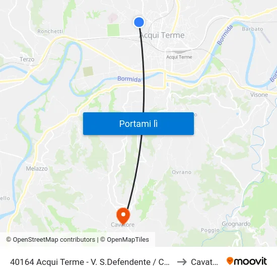 40164 Acqui Terme - V. S.Defendente / Chiesa to Cavatore map