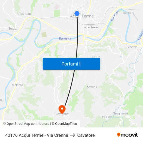 40176 Acqui Terme - Via Crenna to Cavatore map