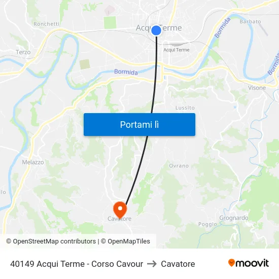 40149 Acqui Terme - Corso Cavour to Cavatore map