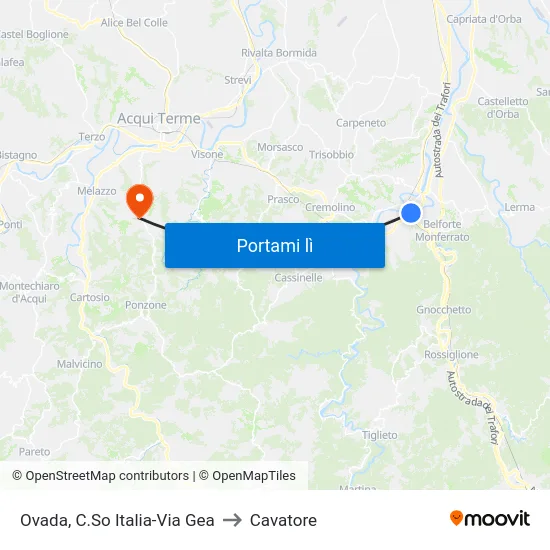 Ovada, C.So Italia-Via Gea to Cavatore map