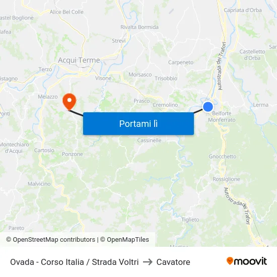 Ovada - Corso Italia / Strada Voltri to Cavatore map